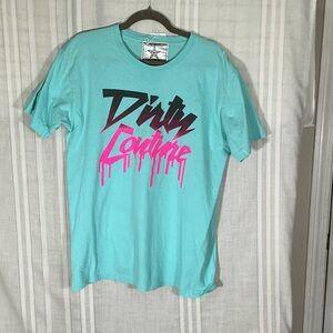 Men's Short Sleeve Graphic Tee - Aqua with Pink Print